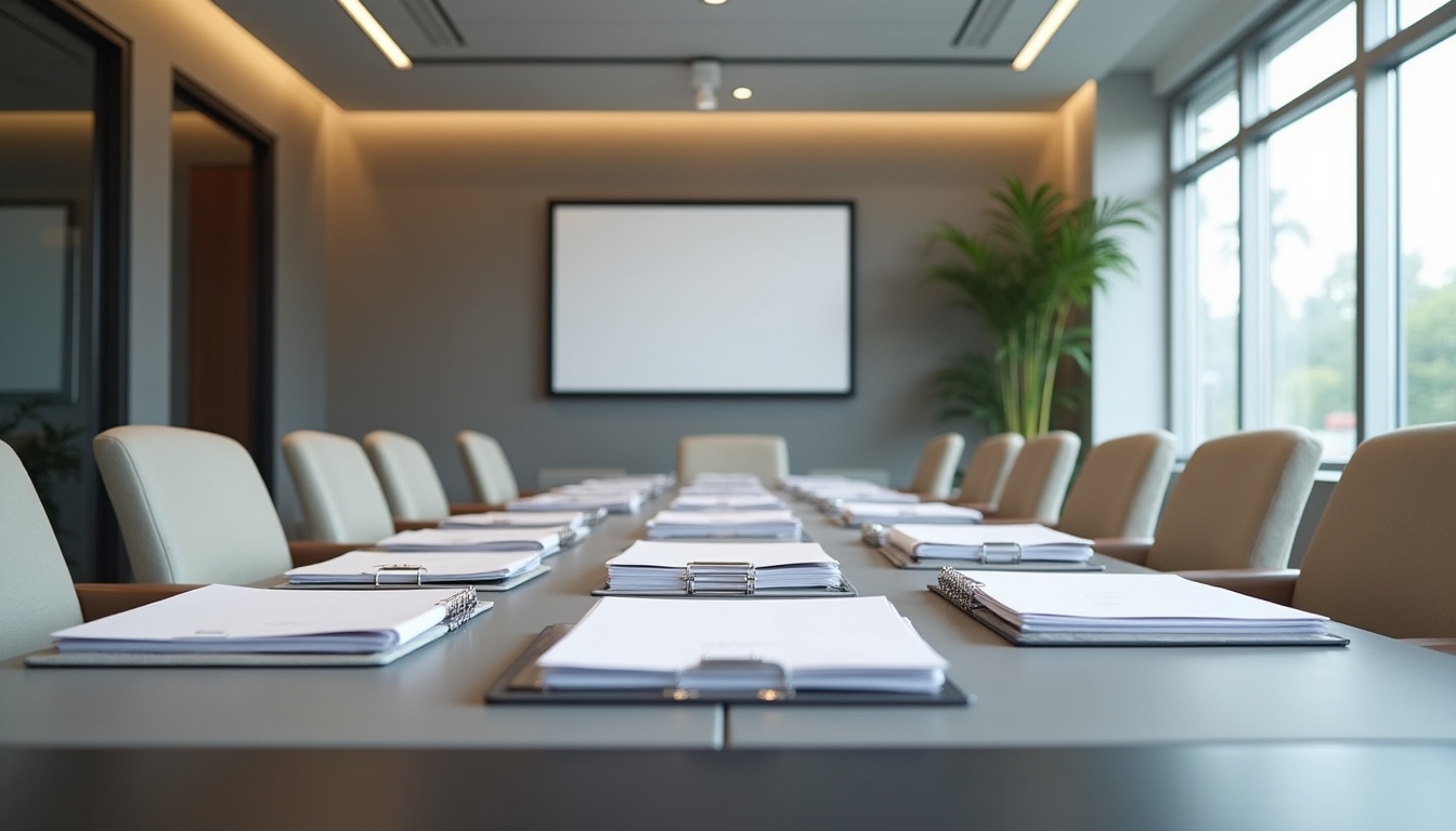Modern consulting office conference room with organized workspace and natural lighting, representing operations and systems consulting