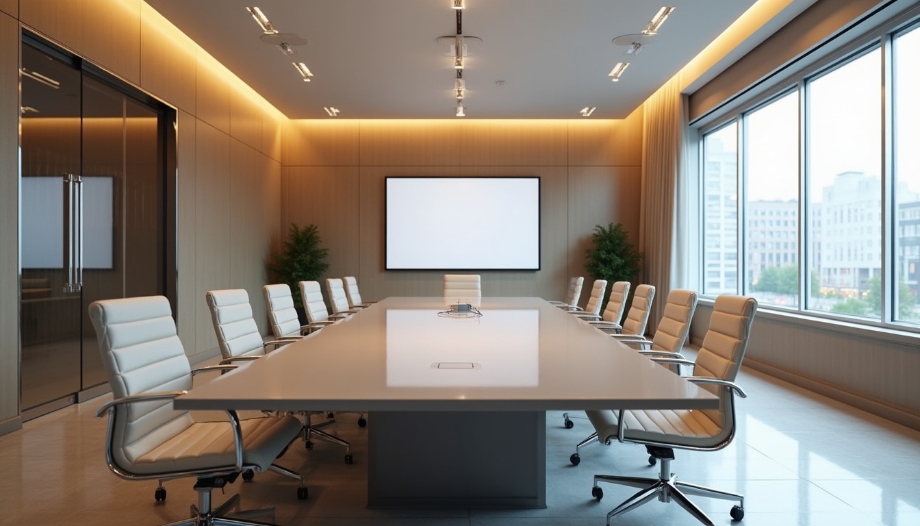 Modern consulting office conference room with polished table and comfortable chairs, bathed in natural light, representing profitability and financial consulting